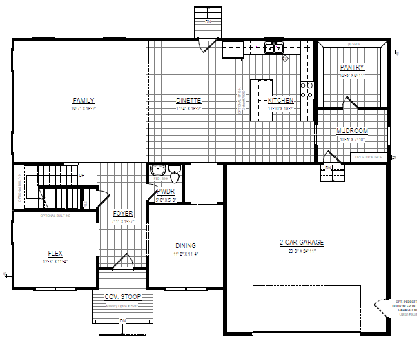 Black and white floor plan of a house, its layout as organized as an African grassland, showing kitchen, dining, and more.