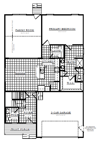 Black and white floor plan of the Carter at Somerset Hill, showing rooms, garage, porch, and labeled living spaces.