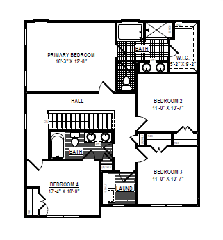 Black and white floor plan of Lot 7, Somerset Hill: four bedrooms, two bathrooms, laundry area, and walk-in closet.